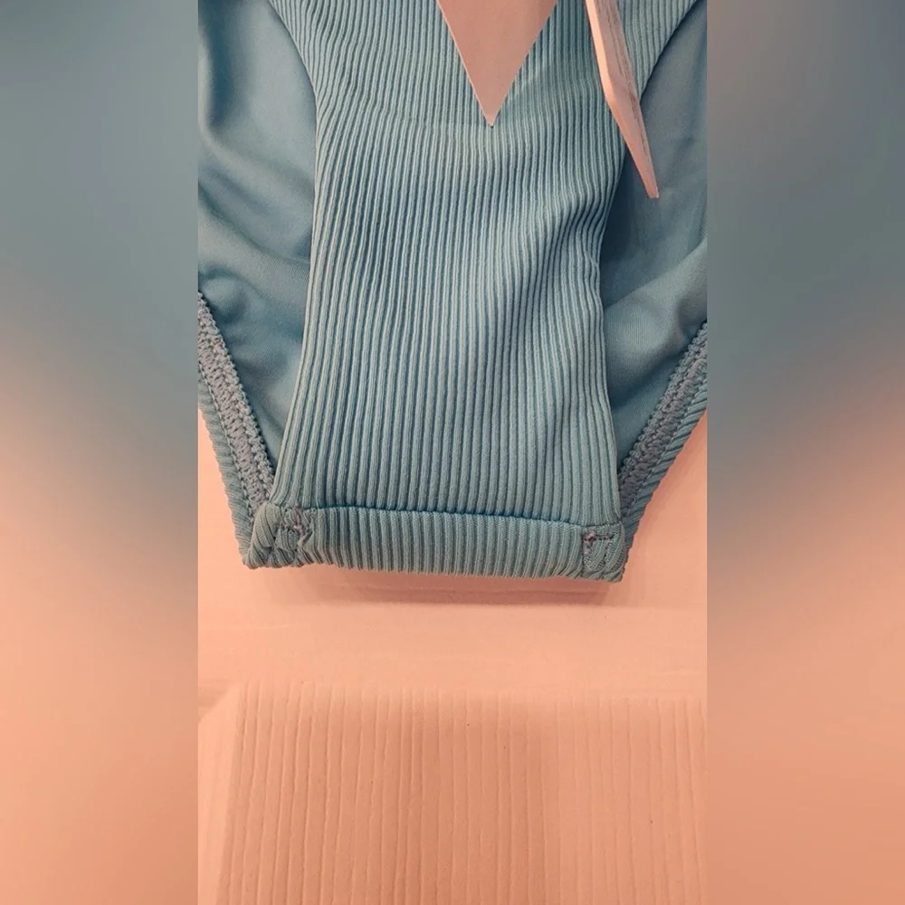L*Space Camacho Ribbed Bikini Bottom Aquarius Blue Size XL